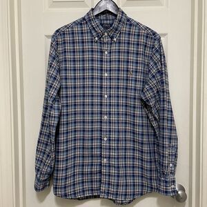Polo‎ Ralph Lauren Classic Fit Plaid Oxford Blue Navy Red Long Sleeve Shirt XL